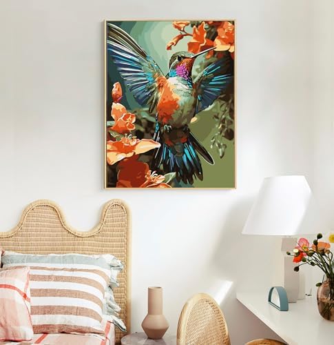 Paint by Numbers Kit for Adults, Hummingbird Acrylic Canvas Painting Set - Image 3