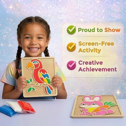 Air Dry Clay for Kids - Modeling Clay for Kids DIY Arts and Crafts Kit with 16 Soft Colored Magic Clay Bags & 2 Engraved Wooden Boards - Wooden Clay Picture Kit for Boys and Girls Ages 4-8 - Image 6