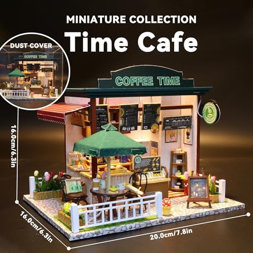 Flever Dollhouse Miniature DIY House Kit Creative Room with Furniture for Romantic Valentine's Gift (Time Cafe) - Image 2