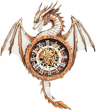 3D Wooden Puzzles for Adults – Dragon Clock 3D Puzzles Art and Craft Kits, Unique Shape Wood Clock for Adults, Handmade Model Building Kit DIY Hobbies, Gifts for Family, Wall Art Home Decor by Artipuz