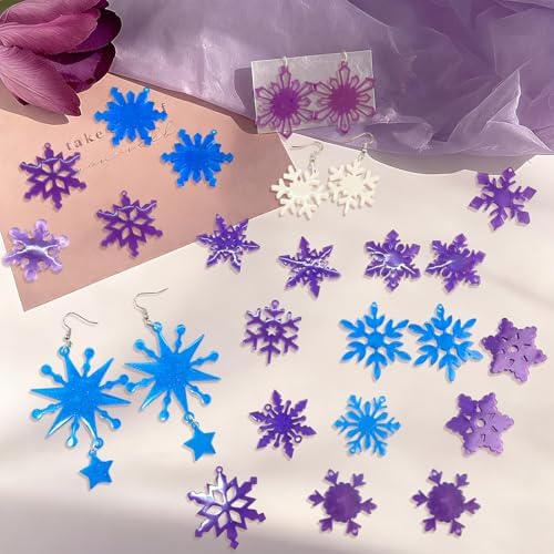 Snowflake Earring Mold, in Pairs Christmas Earring Molds with Hole - Image 2