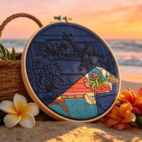 Crafmanoe Plants Embroidery Kits for Beginners Adults, Home Hand Embroidery Starter Kit, Stamped Cross Stitch Kits Needlepoint Kits for Beginners Adult, Embroidery Hoop, Thread, Fabric, Video Tutorial - Image 4