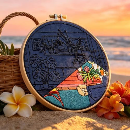 Crafmanoe Plants Embroidery Kits for Beginners Adults, Home Hand Embroidery Starter Kit, Stamped Cross Stitch Kits Needlepoint Kits for Beginners Adult, Embroidery Hoop, Thread, Fabric, Video Tutorial - Image 4