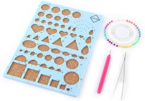 SUNGOOYUE Paper Quilling Tool Kit Plastic Wood Metal Slotted Quilling Pen with Template Board 40 Pins Tweezer for DIY Paper Craft Scrapbook Card Making Adults Beginners (Blue) - Image 5