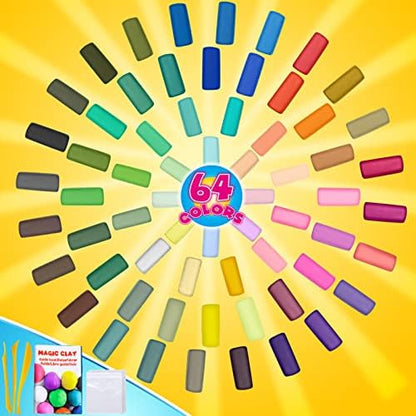 ESSENSON Air Dry Clay 64 Colors, Modeling Clay for Kids, DIY Molding Magic Clay, Gift for Kids - Image 2
