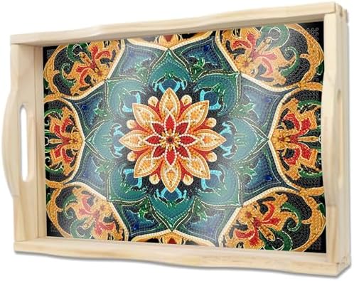 DOTSOPS DIY Mandala Diamond Painting Serving Tray with Handle for Adults by DOTSOPS