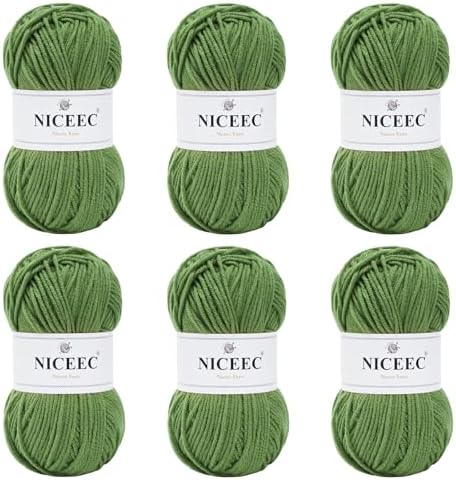 NICEEC 300g Soft Assorted Colors Yarn 100% Acrylic 870yds -Warm Green by NICEEC