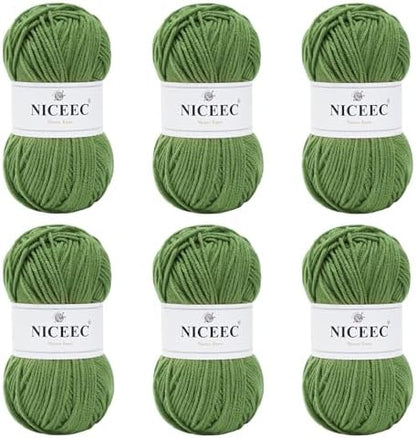 NICEEC 300g Soft Assorted Colors Yarn 100% Acrylic 870yds -Warm Green by NICEEC