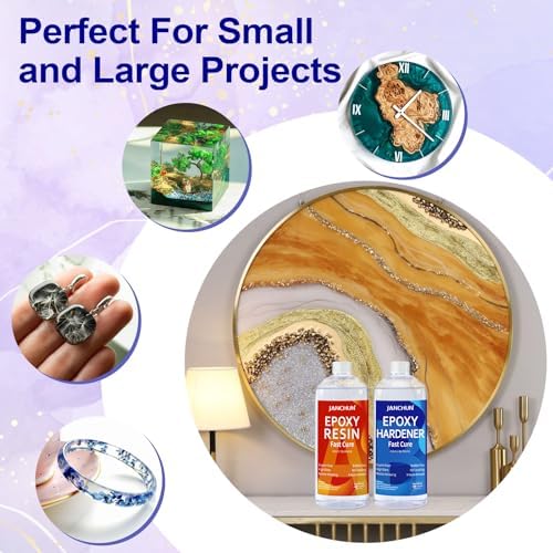 JANCHUN Epoxy Resin Kit 32oz, Bubble Free Crystal Clear Resin - Image 5
