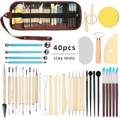 LINPHCEY 40Pcs Clay Sculpting Tools Set Perfect for Polymer Air Dry Modeling Clay Beginners & Professionals Ideal for DIY Pottery & Ceramics Tools for Clay Sculpey Sculpting & Crafting by LINPHCEY