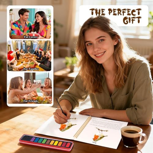 Watercolor Workbooks Coloring Book Beginner Friendly Painting Kit Easy Nature Scenes Paint Set Art Crafts for Creative Exploration Gift for Adults (Animals, with Palette) - Image 6