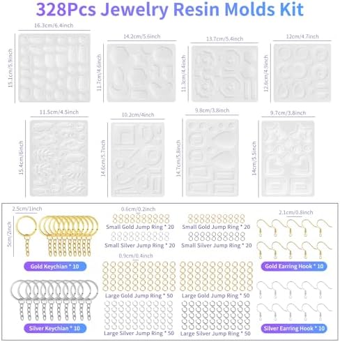 328 Pcs Jewelry Epoxy Resin Silicone Molds Kit with Holes for DIY Earring - Image 4