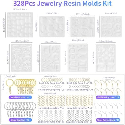 328 Pcs Jewelry Epoxy Resin Silicone Molds Kit with Holes for DIY Earring - Image 4