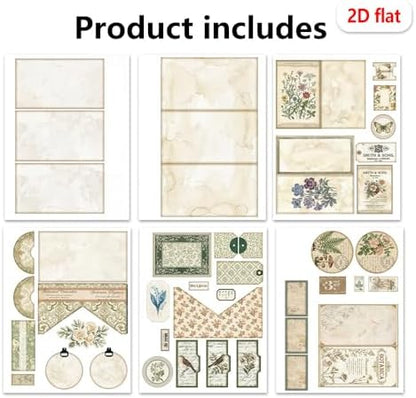 Trifold Folio Mini Project,Folio Booklet Craft Kit, Junk Journal Kit, Scrapbooking Supplies, Journaling Decor, Mini Folio Writer Folder Project, Arts & Crafts Gifts, Handmade Decor Accessories - Image 5