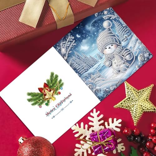 6pcs DIY Diamond Art Christmas Cards Kit with Envelopes & Tools-Diamond Dot Greeting Cards,Xmas 5D Rhinestones Painting for Adults,DIY Craft Family Friend Xmas Gifts(Xmas Santa Claus Animal) - Image 6