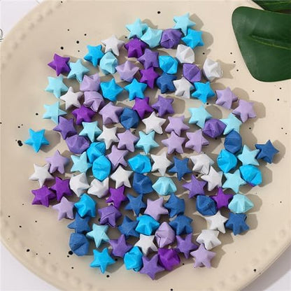 2160 Sheets Origami Star Paper 7 Color Strips Double Sided Lucky Star Decoration Folding Paper for DIY Hand Art Supplies (Blue purple-2160 sheets) - Image 2