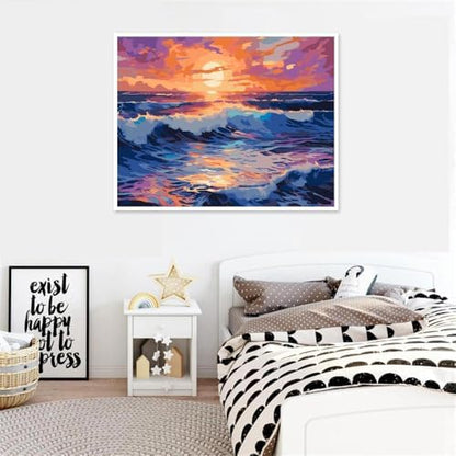 Clendo Beach Paint by Numbers Kit for Adults Beginner, Colorful Seaside Painting by Number on Canvas, DIY Acrylic Sunset Adult Paint by Number Kits for Home Decor Gift 16x20 Inch - Image 5