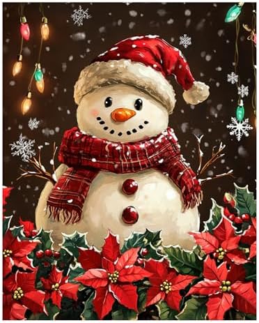 Reivworl Snowman Paint by Numbers Kit for Adults Beginner 16×20 inch by Reivworl
