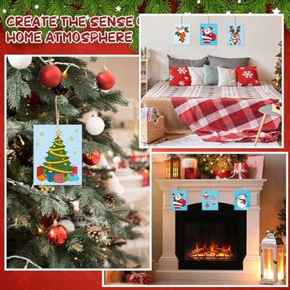 COCHIE 10 Pieces Large Christmas Unfinished Wood Crafts to Paint for Adults, Bulk Winter Predrilled Wooden Ornaments for Painting, Xmas Tree Truck Paintable Wood Slices Craft Supplies - Image 4