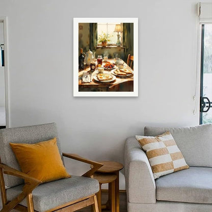 Country Kitchen Paint by Numbers Kit for Adults - DIY Rustic Breakfast Table Scene Painting on Canvas 16x20 Inches, Acrylic Paint Set, Suitable for Beginners,Art for Home Decoration or Gifts - Image 4
