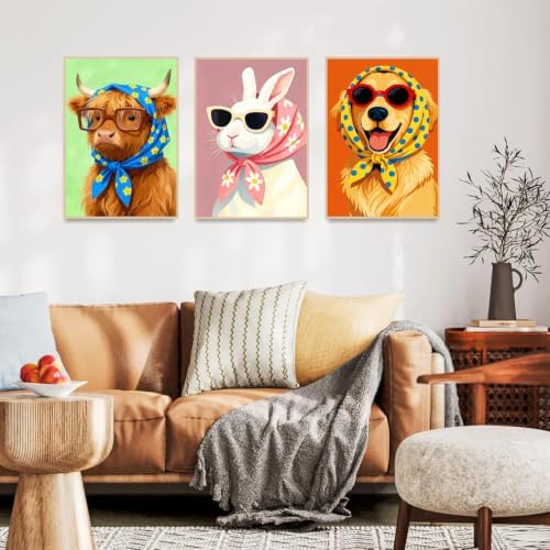 AOSGEDY 6 Pack Paint by Numbers Kit for Adults, Cartoon Animal Adult Paint by Number Kits on Canvas, DIY Animal Acrylic Oil Number Painting for Adults, Perfect for Home Decor 8x12 Inch - Image 5