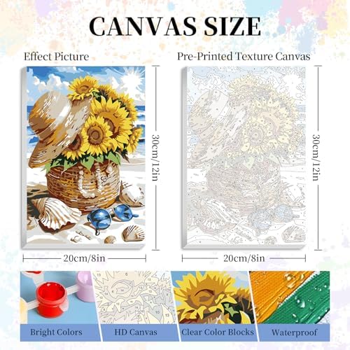 Camocin Framed Paint by Numbers Kit for Adults Beginners – Sunflower Beach - Image 3
