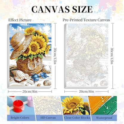 Camocin Framed Paint by Numbers Kit for Adults Beginners – Sunflower Beach - Image 3