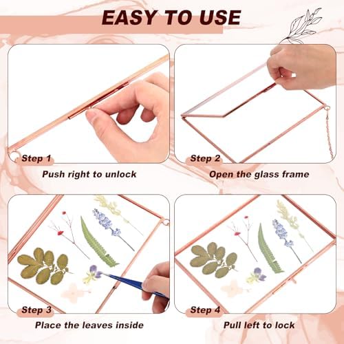 Barydat 12 Pcs Pressed Flower Frame Floating Glass Frames, 5“x7”, Rose Gold - Image 5