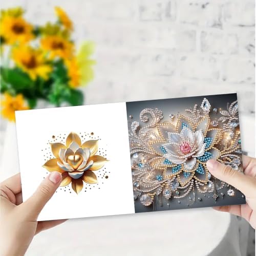 MaiYiYi 6 Pack DIY Lotus Flower Diamond Painting Greeting Cards Kit - Image 4