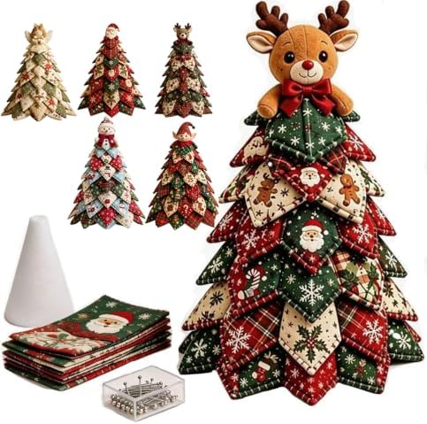 HZSprance DIY Quilted Christmas Tree Kit –3D Fabric Patchwork Kit (E) by HZSprance
