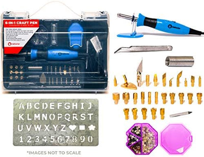 6 In 1 Wood Burning Tool Kit, Leather Tools, Hot Iron On, Soldering Iron, Hot Fix Crystals And Foam Cutter All In One by Calcor by CalCor