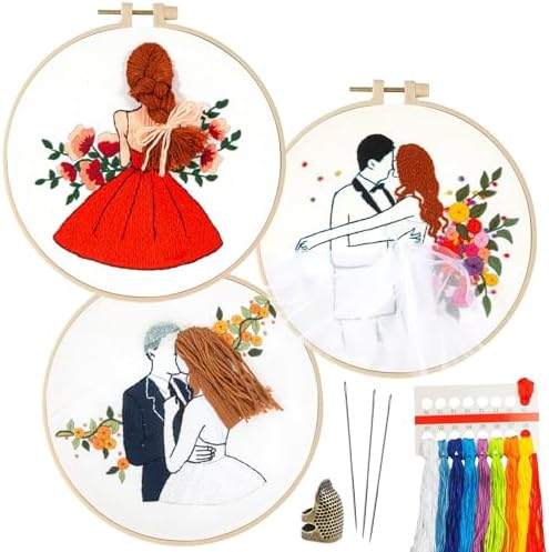 LX LERMX Embroidery Kits for Beginners, Adult Starter Cross Stitch Kit Needlepoint Complete DIY Kit with Unique Patterns, Hoop, Colorful Threads, Tools, Step by Step Instructions & Video Tutorial by LXLERMX