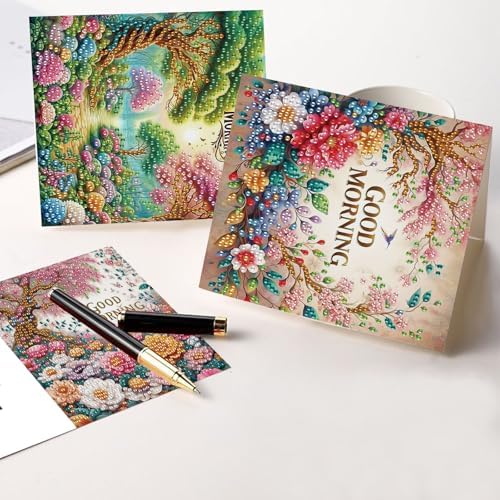 LazyFold 6Pcs DIY Diamond Art Painting Greeting Cards with Envelopes, Beautiful Scenery All Occasion Note Card Kit for Women, Handmade Thank You Birthday Friendship Cards Gift - Image 6