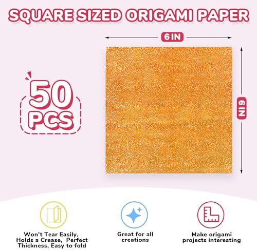JoyCat Textured Origami Paper, 50 Sheets with Artistic Patterns, 6x6 Inch - Image 7