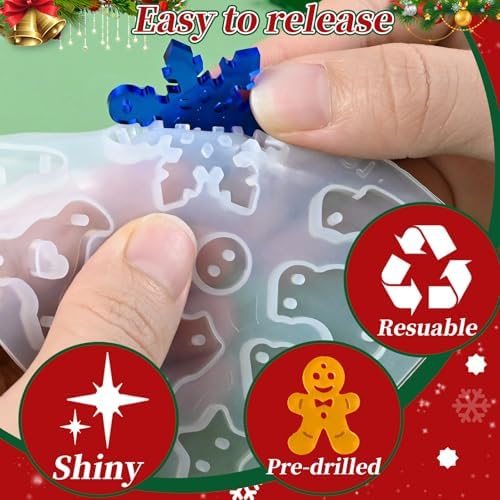 Christmas Themed Resin Earring Molds with Hole and Hooks Rings - Image 6