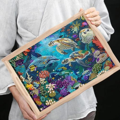 DOTSOPS Sea World Diamond Art Wooden Tray with Handle for Adults - Image 5