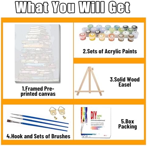 Ausanrl Paint by Numbers Framed Canvas with Wooden Easel-Books Paint by Number Adult,Paint by Number with Frame,Canvas Paint by Numbers for Adults,Gifts and Home Wall Decor 12x16inch - Image 4