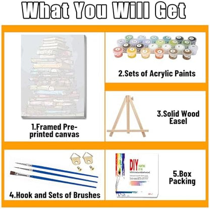 Ausanrl Paint by Numbers Framed Canvas with Wooden Easel-Books Paint by Number Adult,Paint by Number with Frame,Canvas Paint by Numbers for Adults,Gifts and Home Wall Decor 12x16inch - Image 4