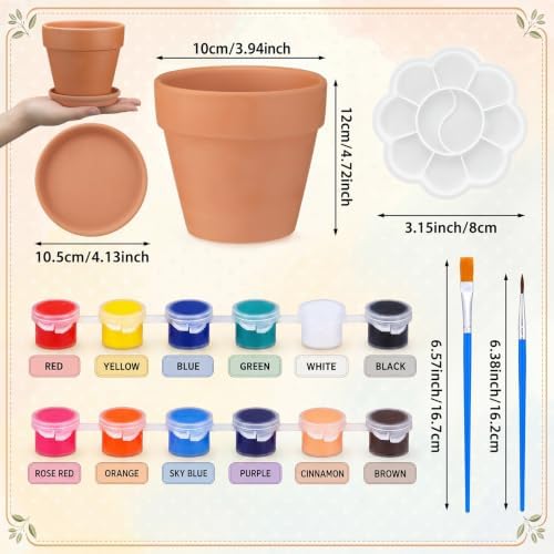 Ferrochef 6 Set 6 Set 4.7'' Terracotta Flower Pot Painting Craft Kit - Image 2