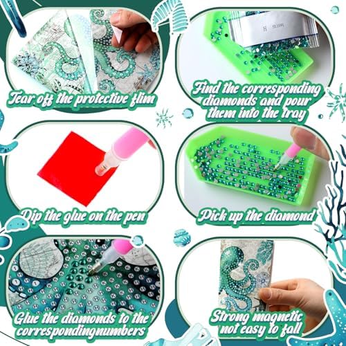 Saillong 12 Pack Summer Ocean Diamond Painting Greeting Card Kits DIY Under the Sea Diamond Art Cards with Envelopes Ocean Animals 5D Rhinestones Painting Making Kits for Adults DIY Craft Family Gifts - Image 6