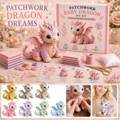 TREBIN Patchwork DIY Sewing Kit for Adults Beginners, Animal Craft Kits, Handmade Beaded Fabric Cover, Sewing Craft Kit for Home Decor Keychain Tissue Box Cover (Spring Forest Fairies Dragon) - Image 2