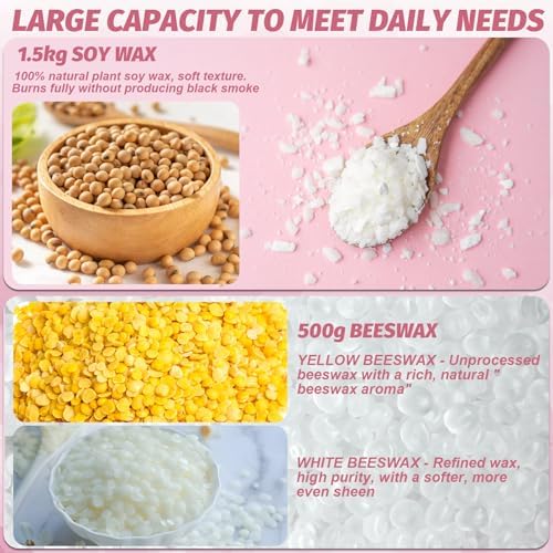 CxiRong Candle Making Kit for Adults, DIY Candle Making Supplies Craft Kits Including 4.4 lb Soy Wax, Beeswax, Jars, Tins, Candle Dyes, Essential Oils & More, Perfect for Home Decorations - Image 3