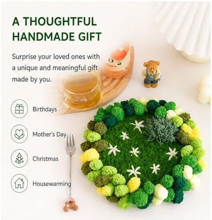 Moss Coaster Latch Hook Kit, DIY Punch Needle Craft Set for Adults, 2 Pack - Image 5