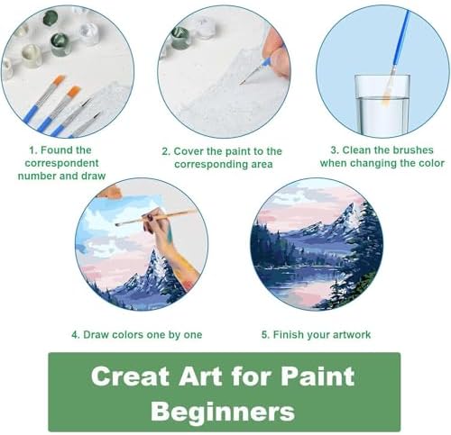 3 Pack Paint by Numbers Kit for Adults Framed Canvas, with Wooden Easel - Image 6