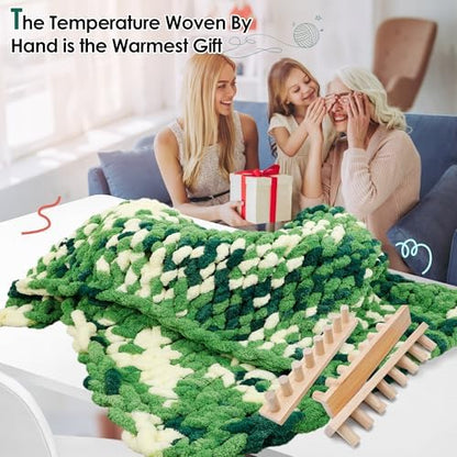 Zlshmoee 48'' Wooden Chunky Blanket Knitting Loom, Chunky Knitting Loom for Blanket Making, Large Adjustable Wood Loom Kit for Bulky Yarn Projects, Scarves, Throws and DIY Blankets - Image 6