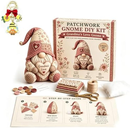 DIY Patchwork Gnome Sewing Kit, DIY Patchwork Animal Kit, Pre-Cut Felt Button Art Animal Craft Project Set, Handmade 3D Cozy Stuffed Gnome Creative Home Decor for Adults &Beginners, Halloween (D) by Unknown