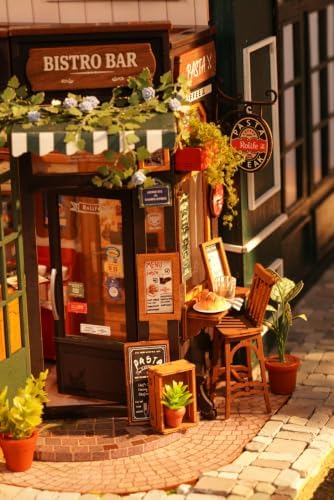 Rowood Miniature House Kits for Adults,DIY Mini House Building Set,Wooden Dollhouse Craft Kit with LED as Birthday (Tipsy Restaurant) - Image 6