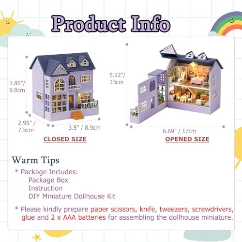 DIY Miniature House Kit with Furniture, Opened & Closed Mini Dollhouse - Image 6