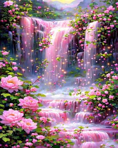 Mrnsiet Paint by Numbers Kit for Adults Beginners, Waterfall Landscape Adult Paint by Numbers on Canvas, Without Frame Acrylic Painting Crafts for Home Decor (16x20inch) by Mrnsiet