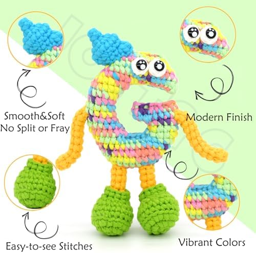 4 Pack Rainbow Beginner Crochet Yarn for Crocheting and Knitting Multicolor Cotton Crochet Yarn for Beginners with Easy-to-See Stitches Cotton-Nylon Blend Easy Yarn for Beginners(Rainbow 03) - Image 5